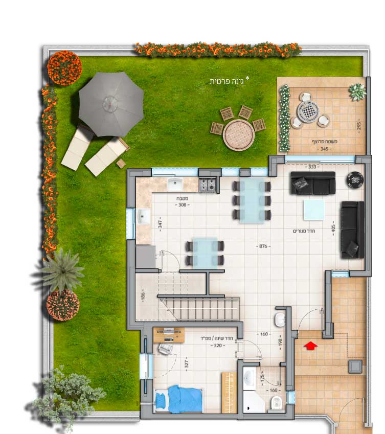 דופלקס דירה 3 קומה תחתונה